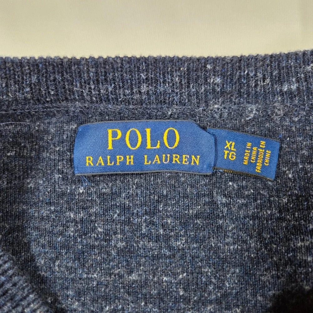 Polo Ralph Lauren Mens XL Blue Heather Cotton Crewneck Sweater Pullover Pony